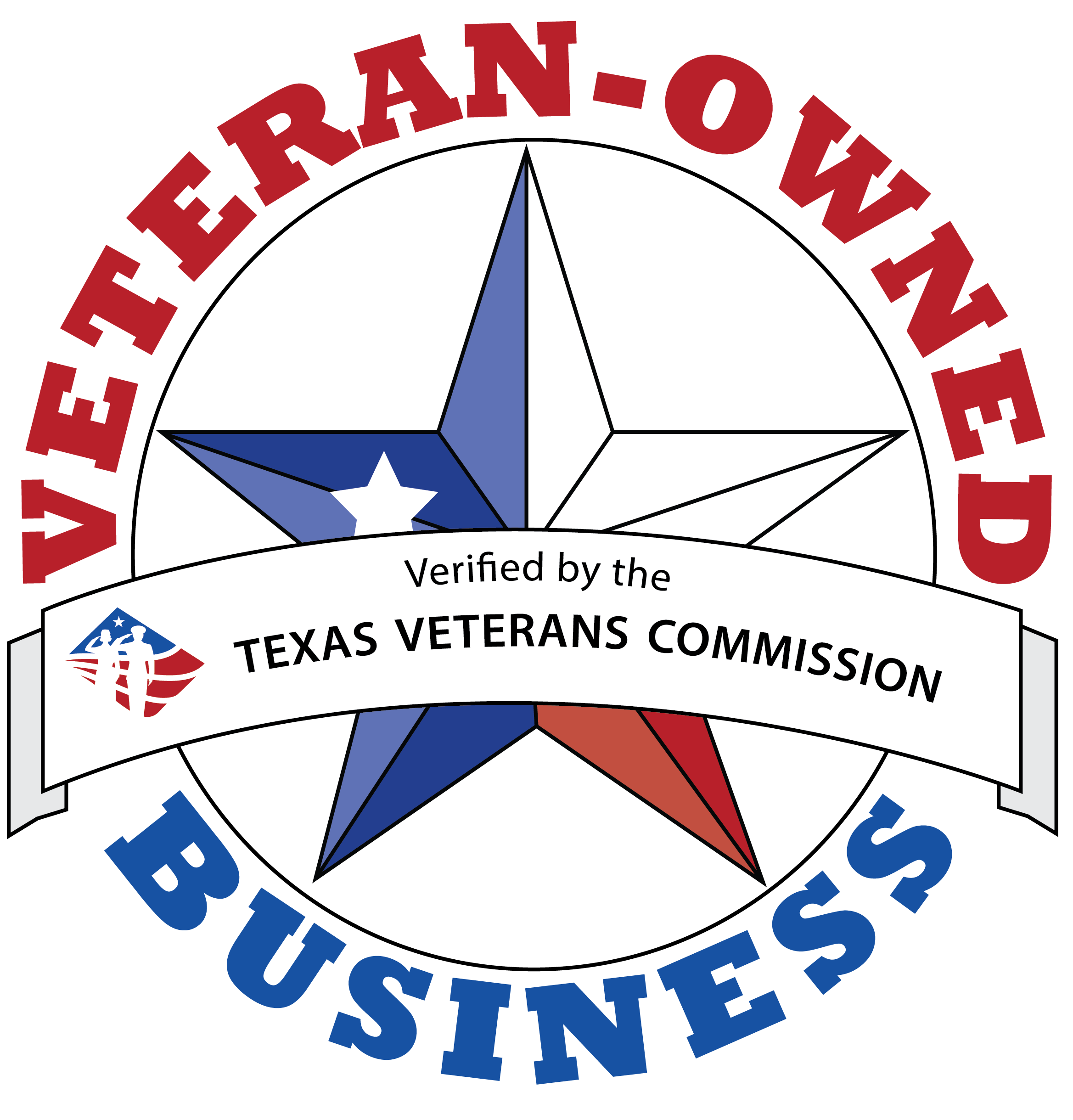 Veteran-Owned Business Badge, verified by the Texas Veterans Commission